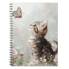 CUTBROWN TABBY KITTEN WITH BUTTERFLIES ANTECKNINGSBOK