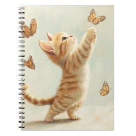 CUTBROWN TABBY KITTEN WITH BUTTERFLIES ANTECKNINGSBOK