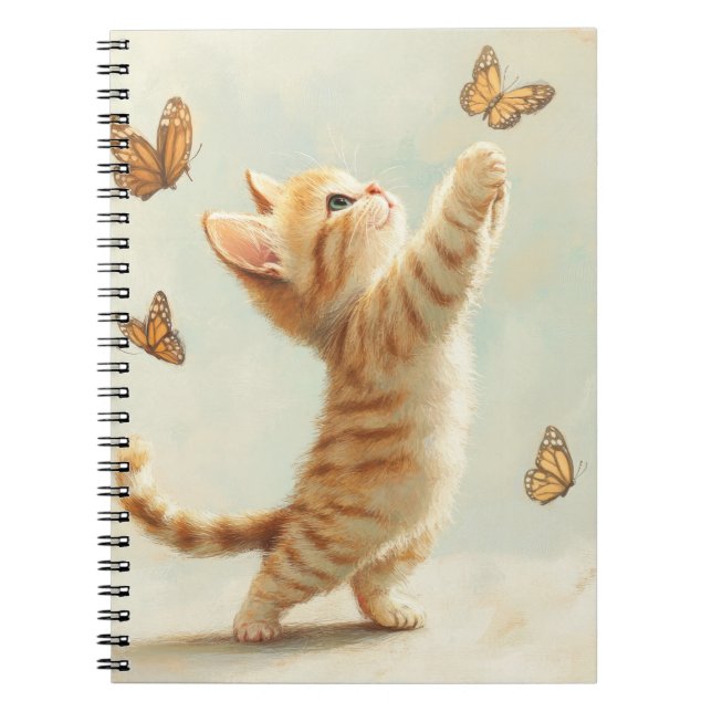 CUTBROWN TABBY KITTEN WITH BUTTERFLIES ANTECKNINGSBOK (Framsidan)