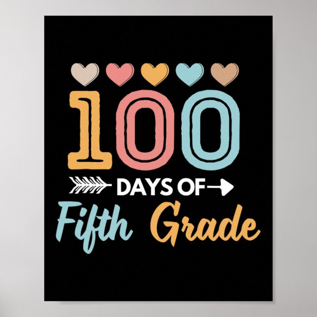 Cute 100 dagar av 5:e Klass-läraren Student Kids R Poster (Framsidan)