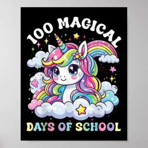 Cute 100 dagar för skolflickor Unicorn 100 Dag Sc Poster