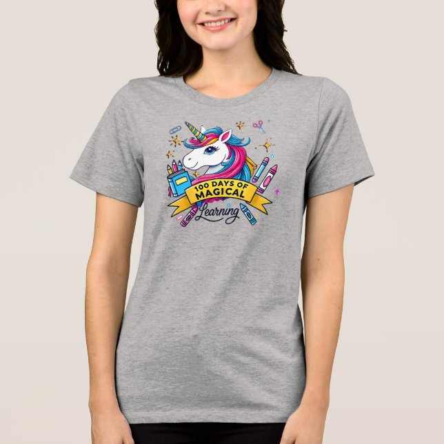 Cute 100 dagar med Magic Learning Unicorn T Shirt (Framsida)