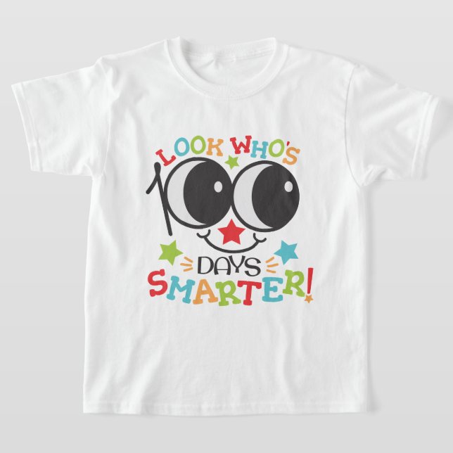 Cute 100 dagar Smarter Funny Ansikte School T Shirt (Laydown)