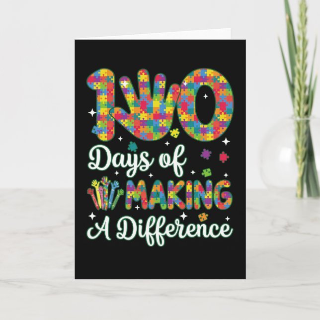 Cute 100 Days Making A Difference Puzzle Inclusion Kort (Framsida)