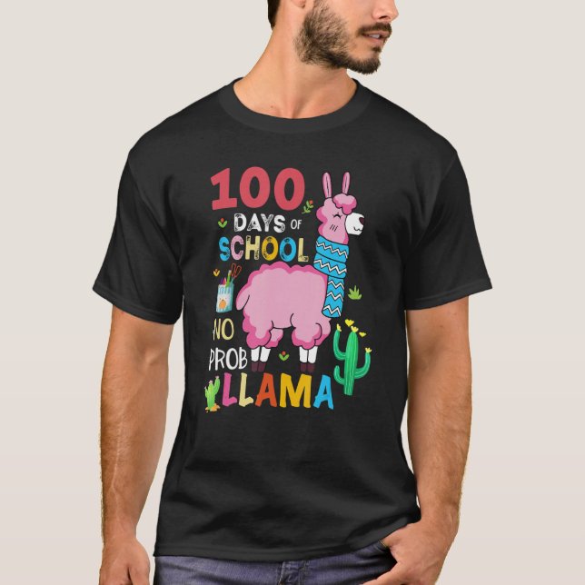 Cute 100 Days Of School No Prob-llama Llama Teache T Shirt (Framsida)