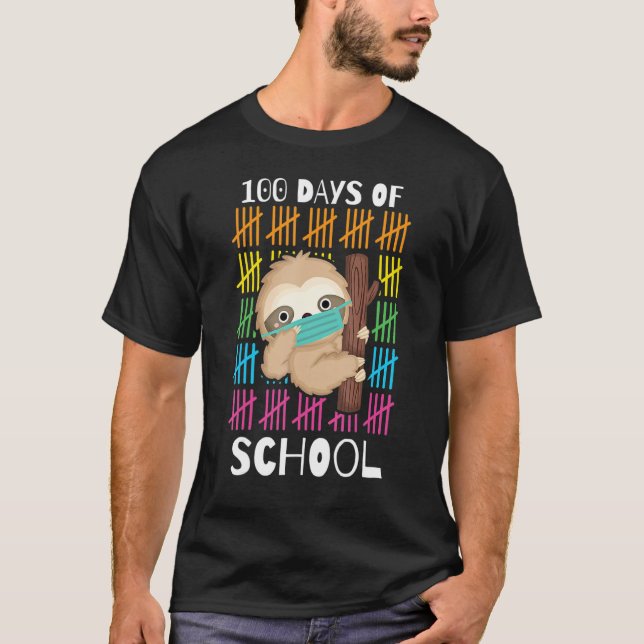 Cute 100 Days Of School Sloth Face Mask Virtual Te T Shirt (Framsida)