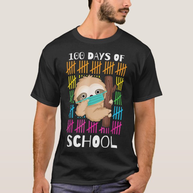 Cute 100 Days Of School Sloth Face Mask Virtual Te T Shirt (Framsida)