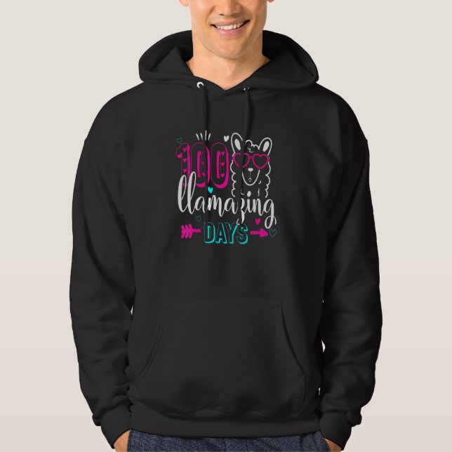 Cute 100 Llamazing Days Llama 100th Day Teacher Ki Hoodie (Framsida)