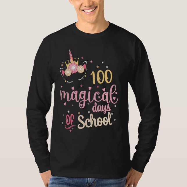 Cute 100 Magical Days of School Unicorn Teacher St T Shirt (Framsida)