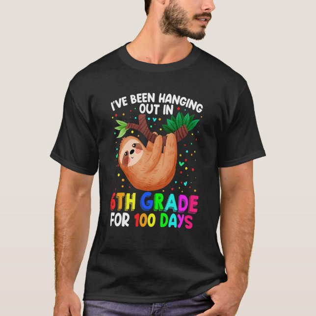 Cute 100th Day of School Sloth - 6th Grade 100 Day T Shirt (Framsida)