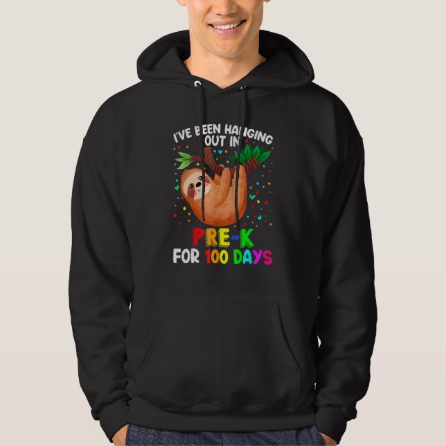 Cute 100th Day of School Sloth Pre-k 100 Days Scho Hoodie (Framsida)