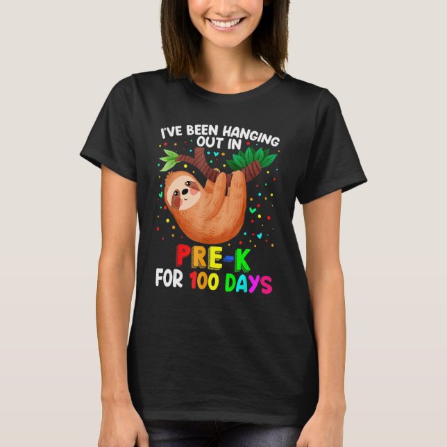 Cute 100th Day of School Sloth Pre-k 100 Days Scho T Shirt (Framsida)