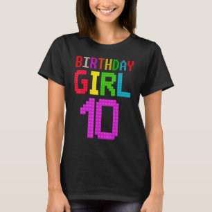 Cute 10:e födelsedagen 10 år gammal block Byggnad T Shirt