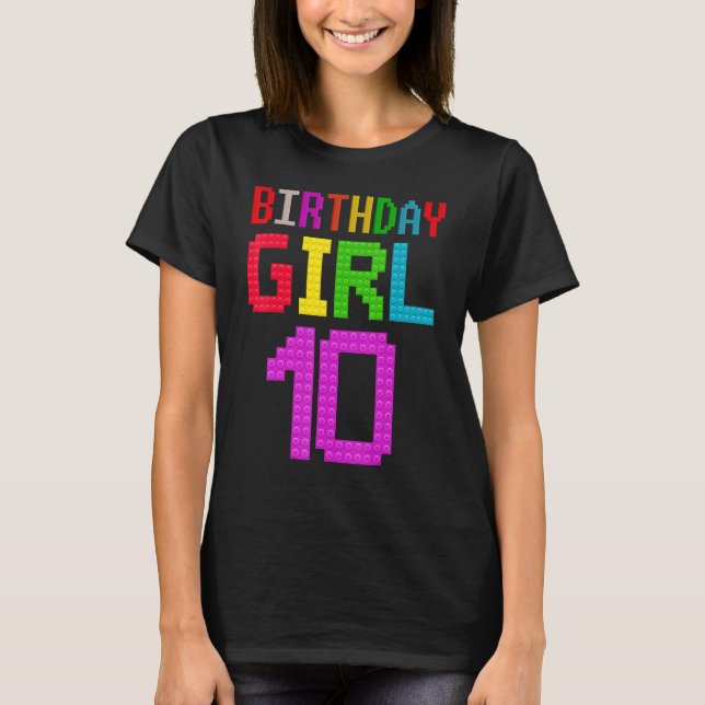 Cute 10:e födelsedagen 10 år gammal block Byggnad  T Shirt (Framsida)