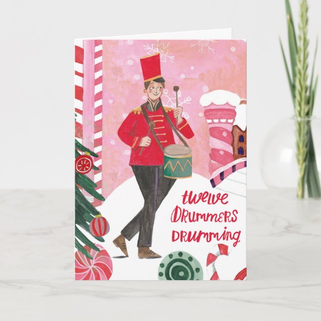 Cute 12 dagar jul tolv Drummers Drumming Kort (Framsida)