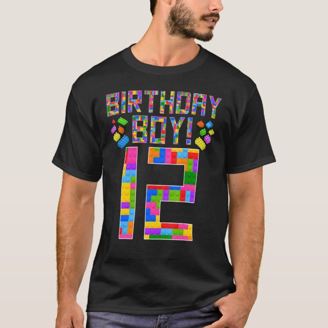 Cute 12:e födelsedag 12 år gamla Byggnader i block T Shirt (Framsida)
