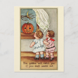 Cute 1916 Barn   Vintage Halloween-vykort Vykort