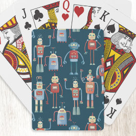 Cute 1950-talets Stil Retro Robot Mönster Mörk Casinokort