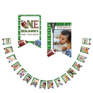 Cute 1:a födelsedag 12 månaders fotomilstolpe-pojk vimplar