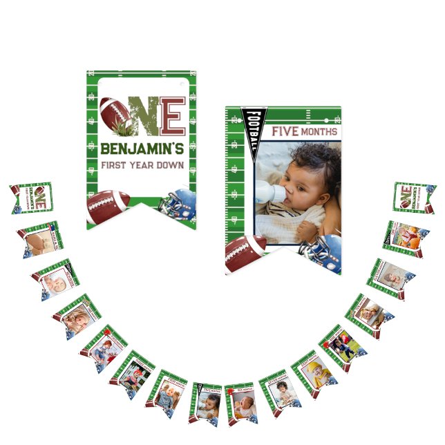 Cute 1:a födelsedag 12 månaders fotomilstolpe-pojk vimplar (Skapare uppladdad)