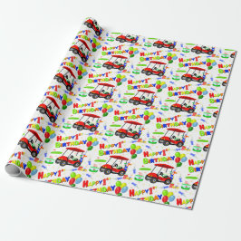 Cute 1:a födelsedagen Red Golf Cart Boy's Presentpapper