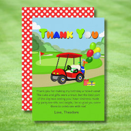 Cute 1:a födelsedagen Red Golf Cart Boy's Tack Kort