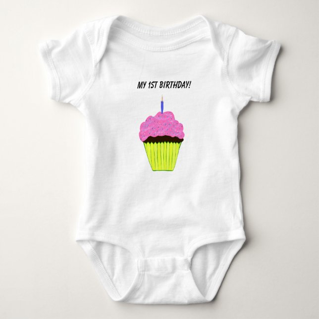 Cute 1:a födelsedagens Rosa Cupkaka Infant T-Shirt (Framsida)