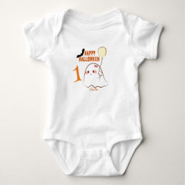 Cute 1:a Halloween Ghost Holding Balloon Namn T Shirt
