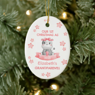 Cute 1:a julmorföräldrarna Flicka Hippo Julgransprydnad Keramik