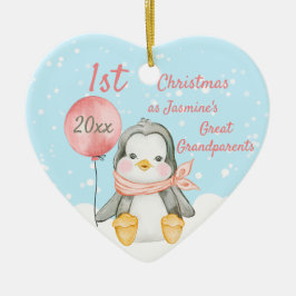 Cute 1:a julpenguin, Underbara farföräldrars Rosa Julgransprydnad Keramik