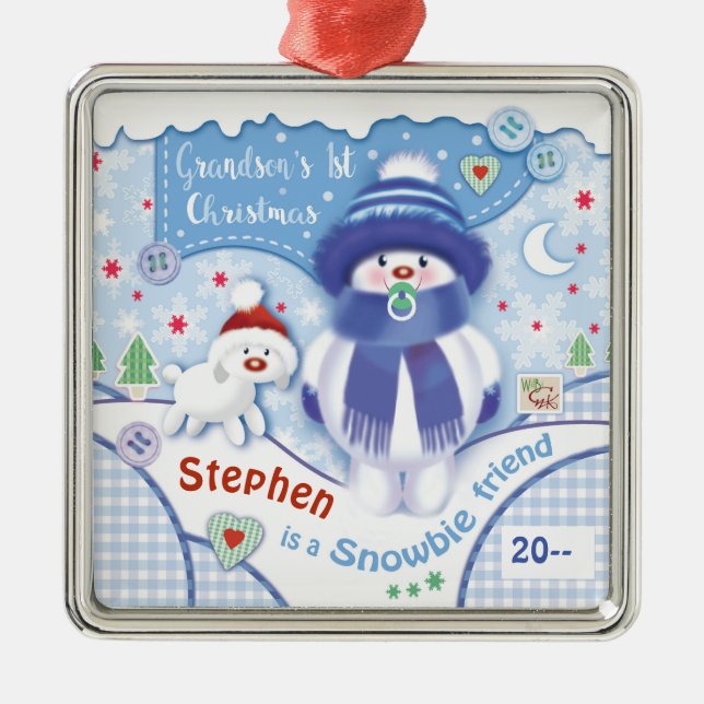 Cute 1:a julprydnaden för morson julgransprydnad metall (Framsidan)