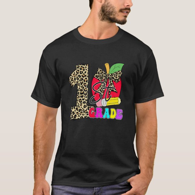 Cute 1:a Klass-läraren Studenter Leopard Apple til T Shirt (Framsida)