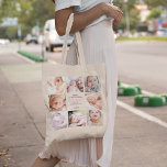 Cute 1:a Mors dag-foto Tygkasse<br><div class="desc">Cute personlig mors dag till väskan med åtta familjefotor av barnet,  det söta ordspråket "lycklig 1:a mors dag mamma med kärlek",  ett rosa hjärta och barnets namn.</div>