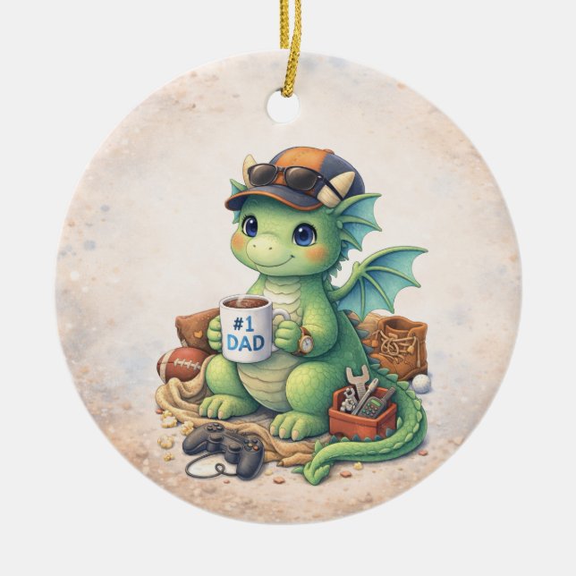 Cute #1 Dad Dragon Christmas Ornament (Framsidan)