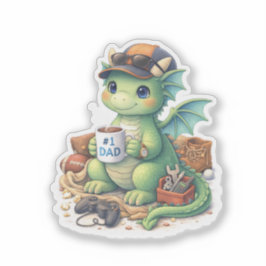Cute #1 Dad Dragon Die-cut Sticker Klistermärken