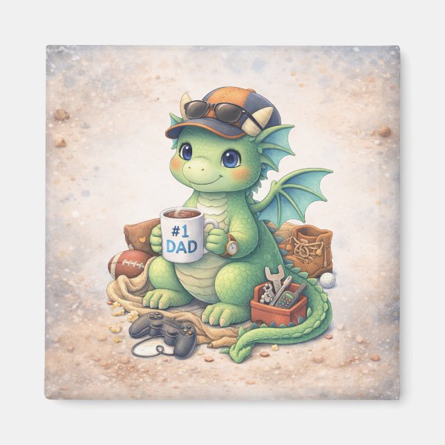 Cute #1 Dad Dragon Magnet – Adorable Father’s Day  (Framsidan)