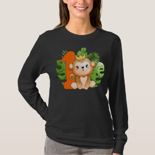 Cute 1st Birthday Boys Monkey 1 Yyears Old Safari T Shirt