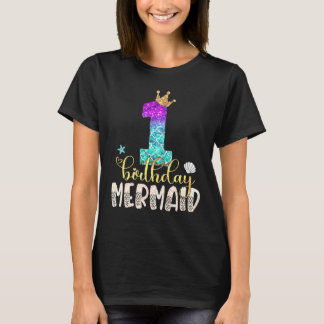 Cute 1st Birthday Mermaid Girls Ocean 1 Years Old T Shirt