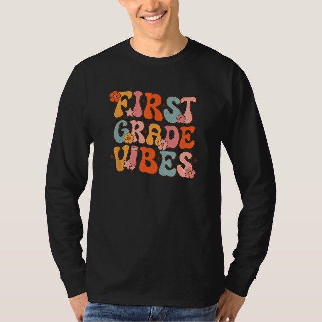 Cute 1st Grade Vibes Back To School Retro First Gr T Shirt (Framsida)