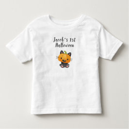 Cute 1st Halloween Pumpkin Cat med Namn T Shirt