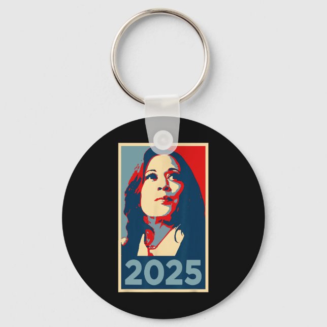 Cute 2025 Inauguration Kamala Harris Obama Poster Nyckelring (Framsida)