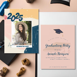 Cute 2025 Studenten Pastel Photo Mini-inbjudan Tilläggskort