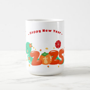 Cute 2025 Tecknad Snake Zodiac Kinesiskt nyår Kaffemugg