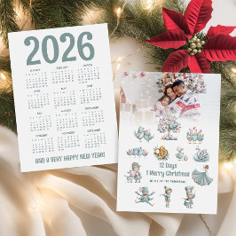 Cute 2026 Calendar Photo 12 Days of jul Julkort