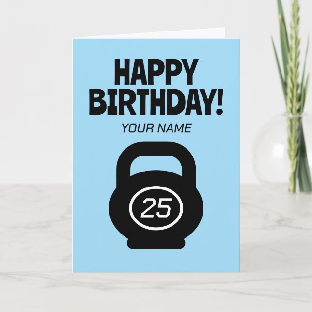 Cute 25:e födelsedagskortet med fitness-klockor kort (Framsida)