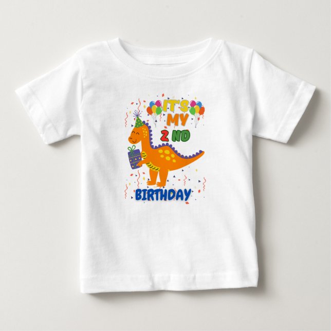Cute 2:a födelsedagen Dinosaur Party T-Shirt för T (Framsida)