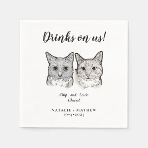 Cute 2 Cats Cheers Drinks on US Bröllop Pappersservett