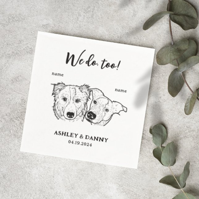 Cute 2 Hundar Pet vi gör för att cocktail Bröllop Pappersservett (Skapare uppladdad)