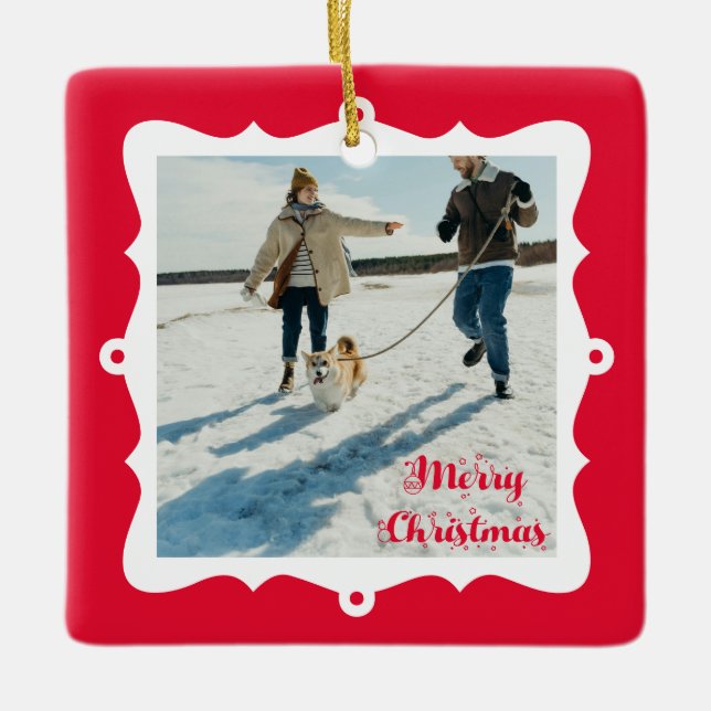 Cute 2 Photo Frame Christmas Julgransprydnad Keramik (Framsida)
