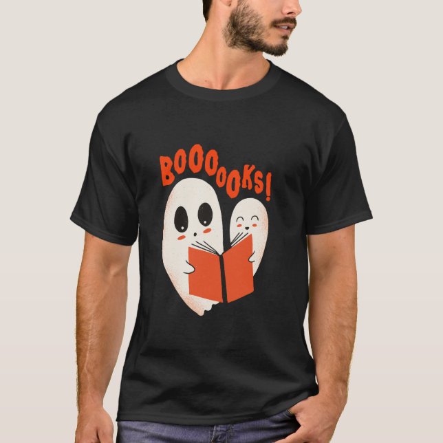 Cute 2 Spöken Reading Bokar Halloween Bookworm Gho T Shirt (Framsida)